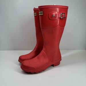 Hunter Original Tonal Contrast Rain Boots Big Kids 3G 2B Military Red Waterproof